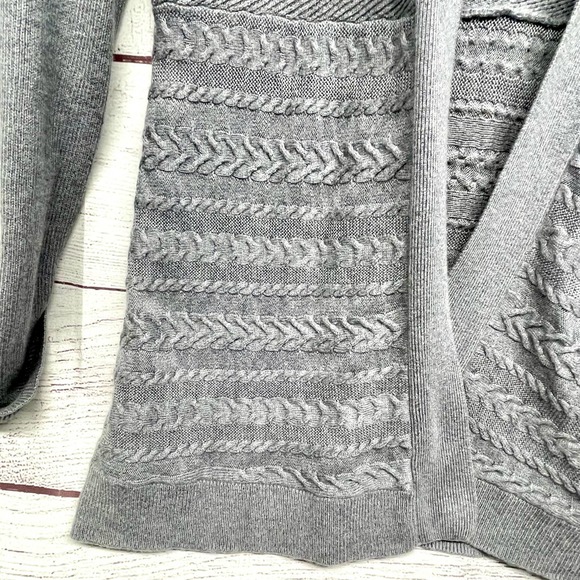 White House Black Market Gray Open Front Long Line Cardigan Size L - Picture 3 of 12